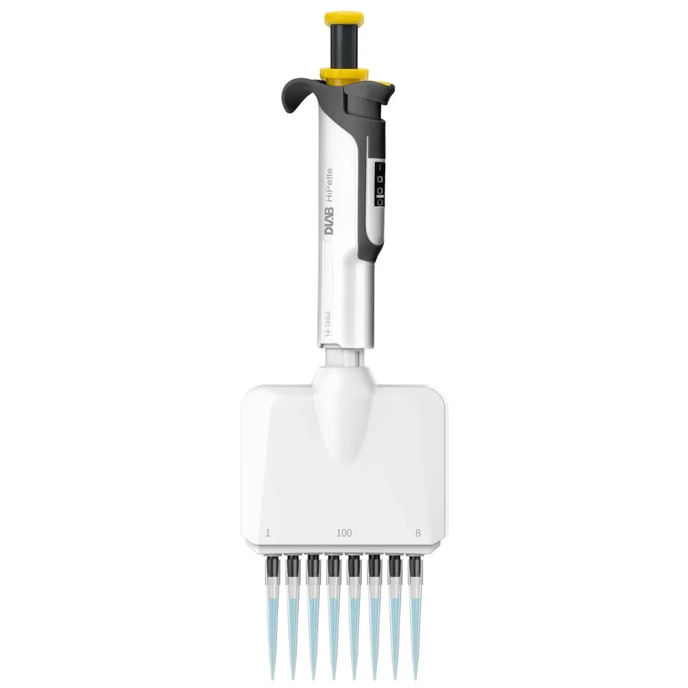 Otoklavlanabilir Mekanik Pipet (8 Kanal, Renk Kodlu) 10–100 µL · 7030603008 — HiPette · DLAB