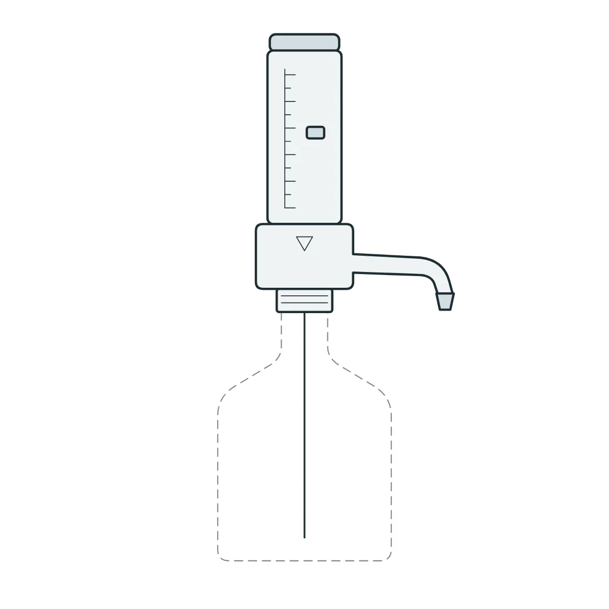 Şişe-Üstü Dispenser (Premium) 5–50 mL · 7032111004 — DispensMate-Pro · DLAB