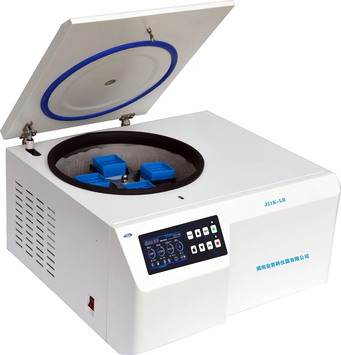 Masaüstü Yüksek Devirli Büyük Kapasiteli Santrifüj (Desktop High-speed Large-capacity Centrifuge; High & 3000ml Low Speed) — J21K-LR · Anjunyan