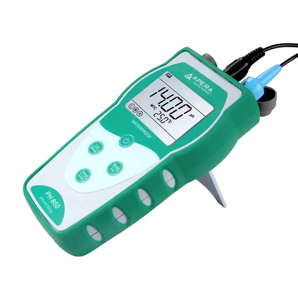 pH Metre · Taşınabilir · pH 14'e kadar güçlü alkali ve 100°C'ye kadar sıcak numuneler için, elektrot dahil — PH850-SA · Apera