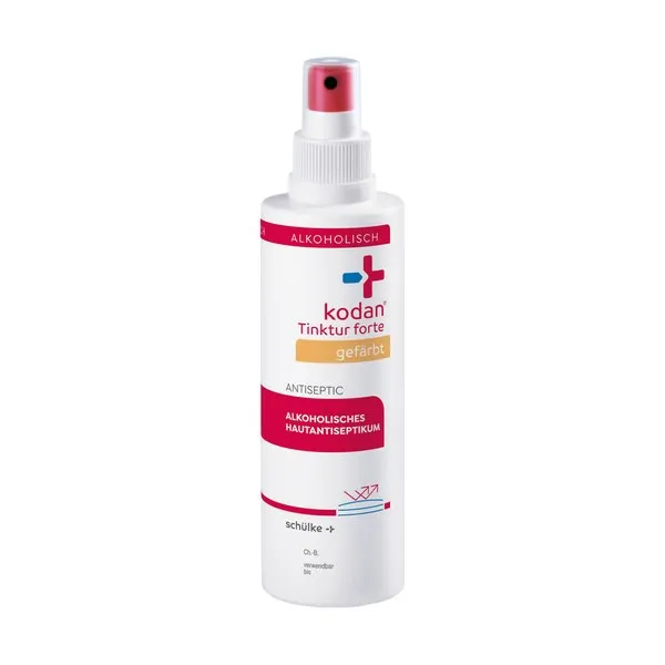 kodan® Tinktur forte gefärbt — renkli cilt antiseptiği (≥24 saat kalıcı etki) · Schülke