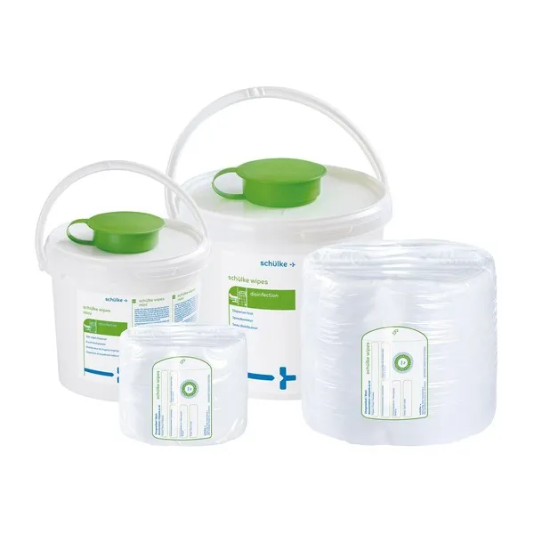 wipes — dispenserde dezenfektanla ıslatılan kuru fleece mendil rulo sistemi · Schülke