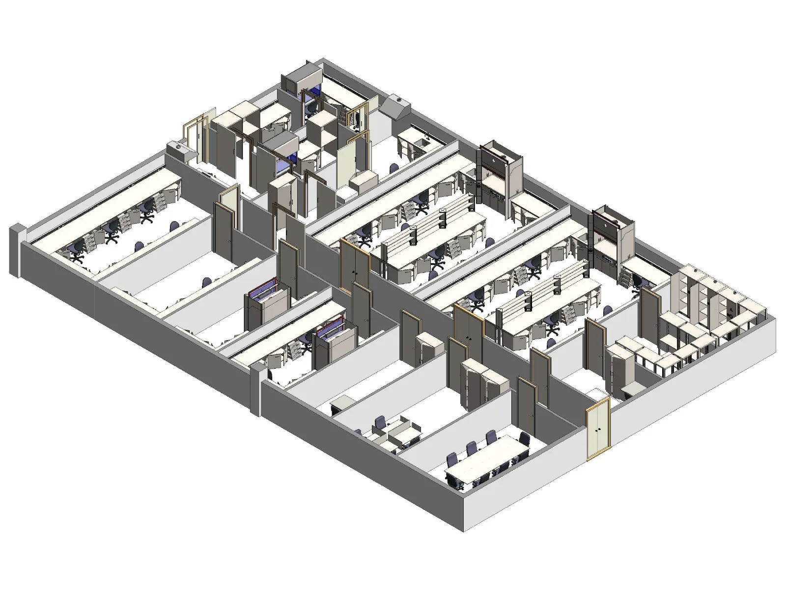 Akredite gıda analiz laboratuvarının 3B yerleşim görünümü