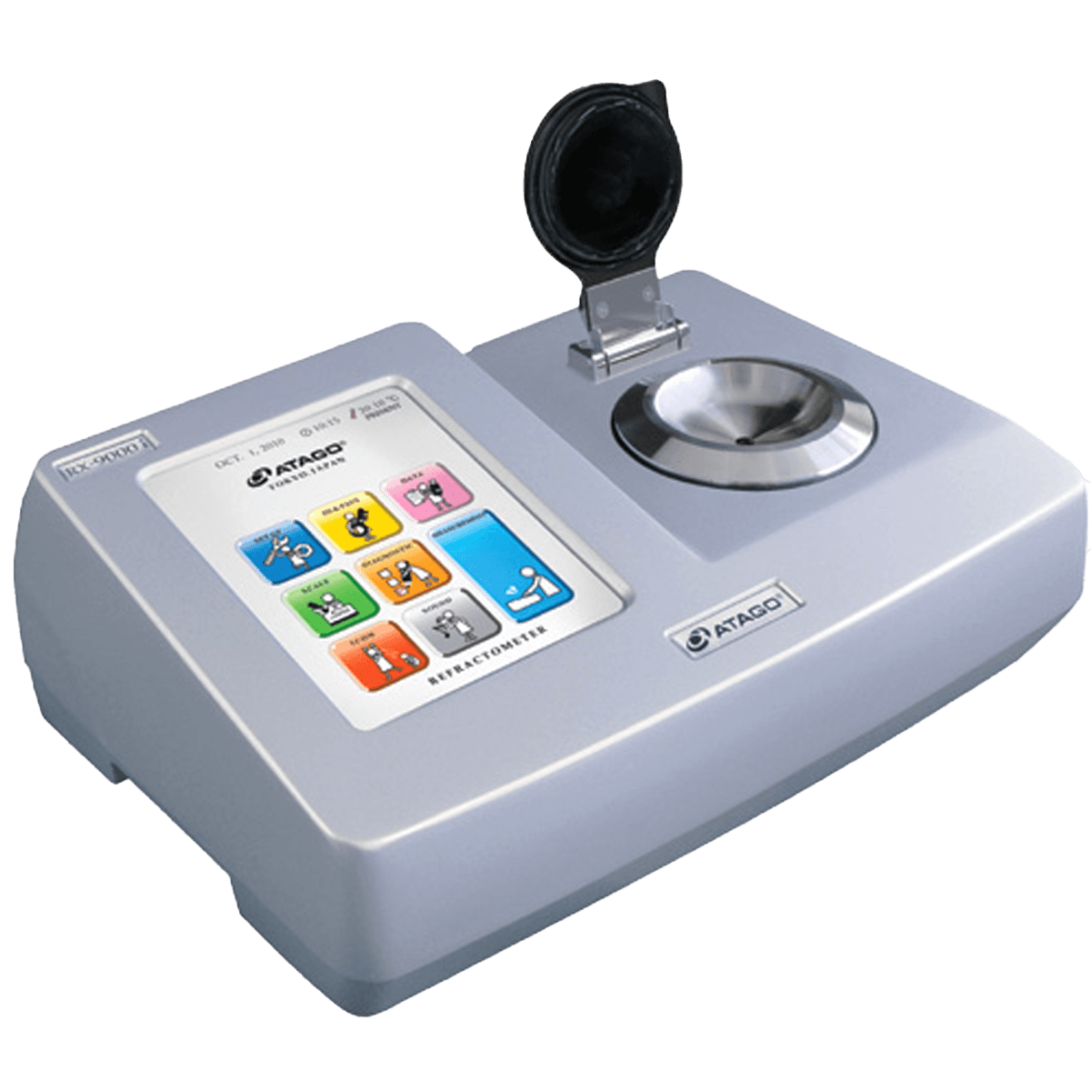 Masaüstü Otomatik Dijital Refraktometre · nD 1,298-1,715 ultra-geniş, Brix 0-100 %, 20 özel ölçek — RX-9000i · Atago