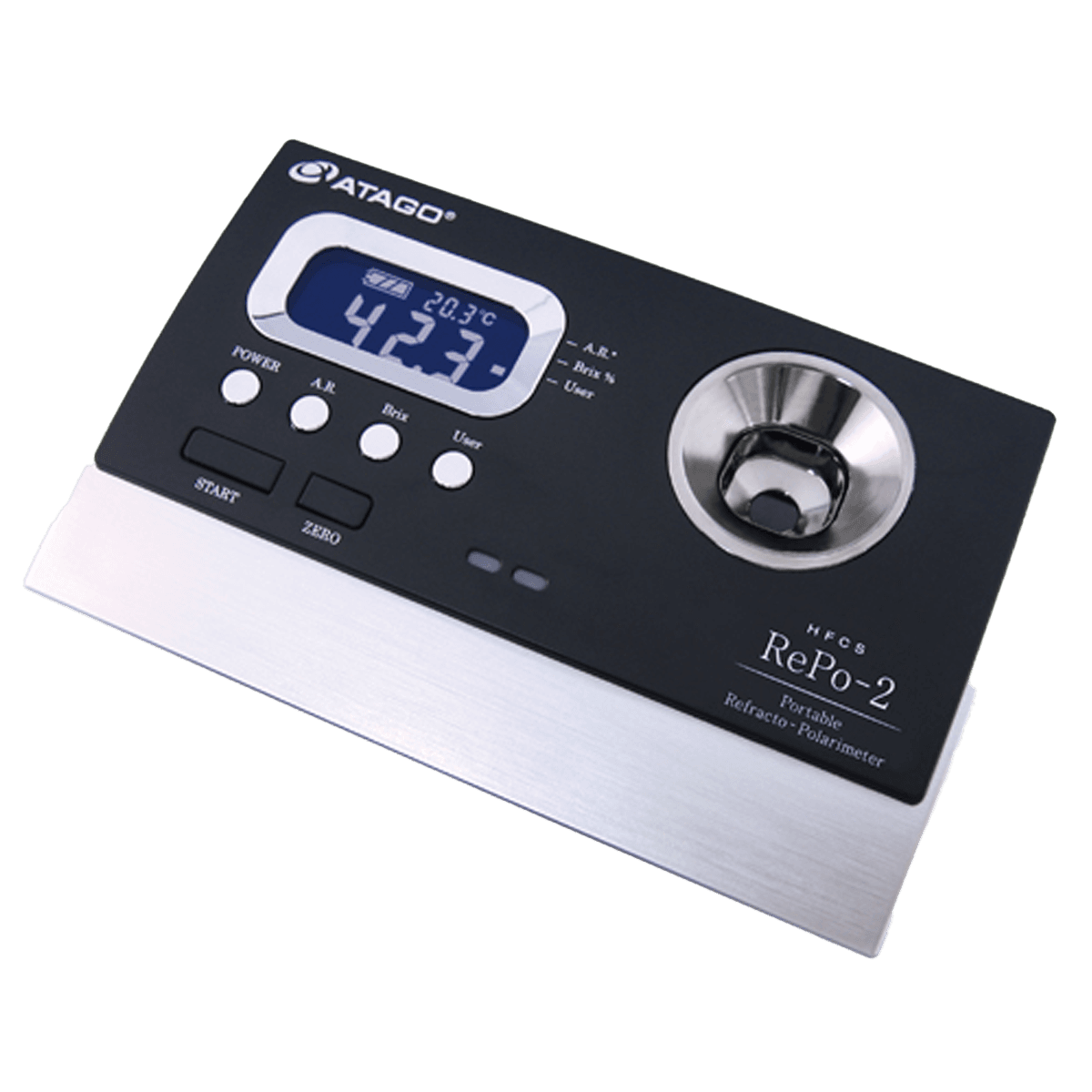 Taşınabilir Refrakto-Polarimetre · kırılma indisi + optik dönme (HFCS / fruktoz analizi) — 5012 RePo-2 · Atago