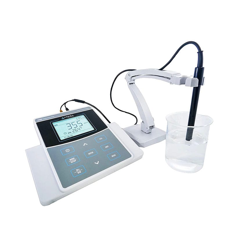 İletkenlik Ölçer · Masaüstü geniş-aralık 0–200 mS/cm — Apera EC800, 2301T-F elektrot dahil