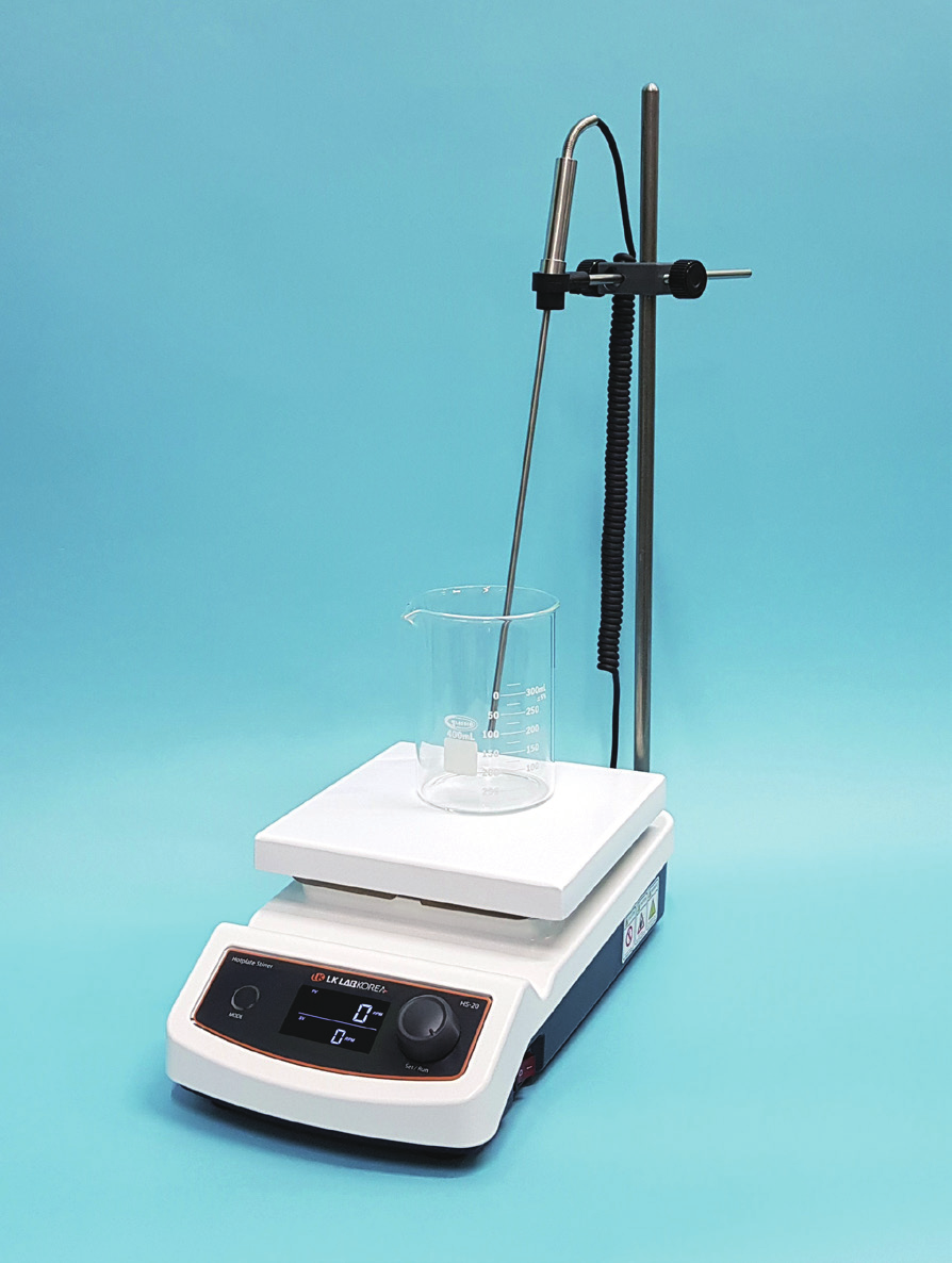 Isıtıcılı Manyetik Karıştırıcı · LKlab HS-20 — Maks. 400°C, 80–1500 rpm, seramik plaka