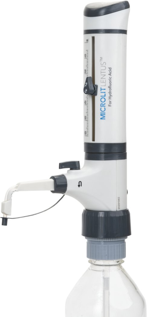 Şişe Üstü Dispenser · 5-60 mL, HF ve Yüksek Saflıkta Asitler — LENTUS LNT-HF-60 · Microlit