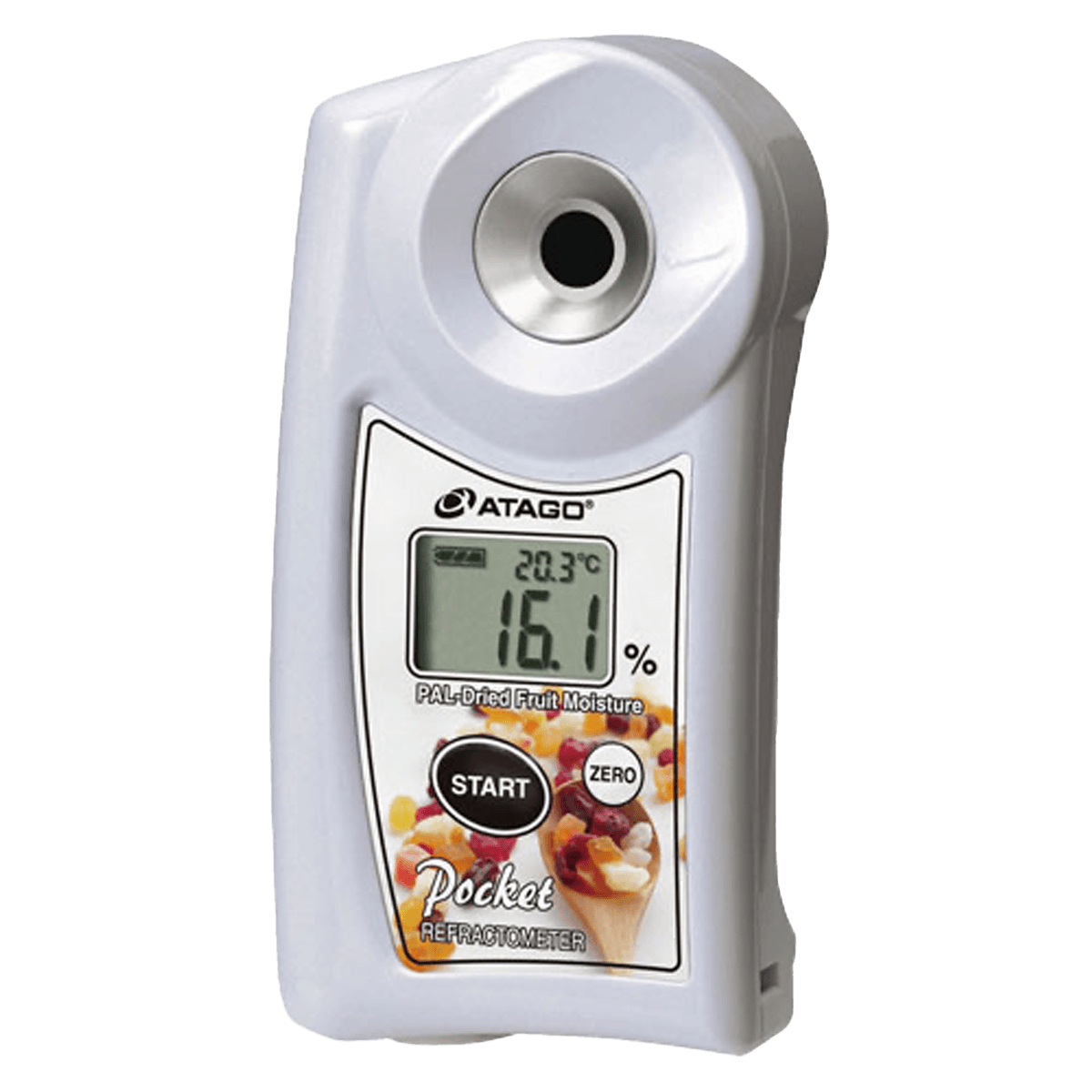 Dijital Kuru Meyve Nem Ölçer · nem/su içeriği, ATC — PAL-Dried Fruit Moisture · Atago