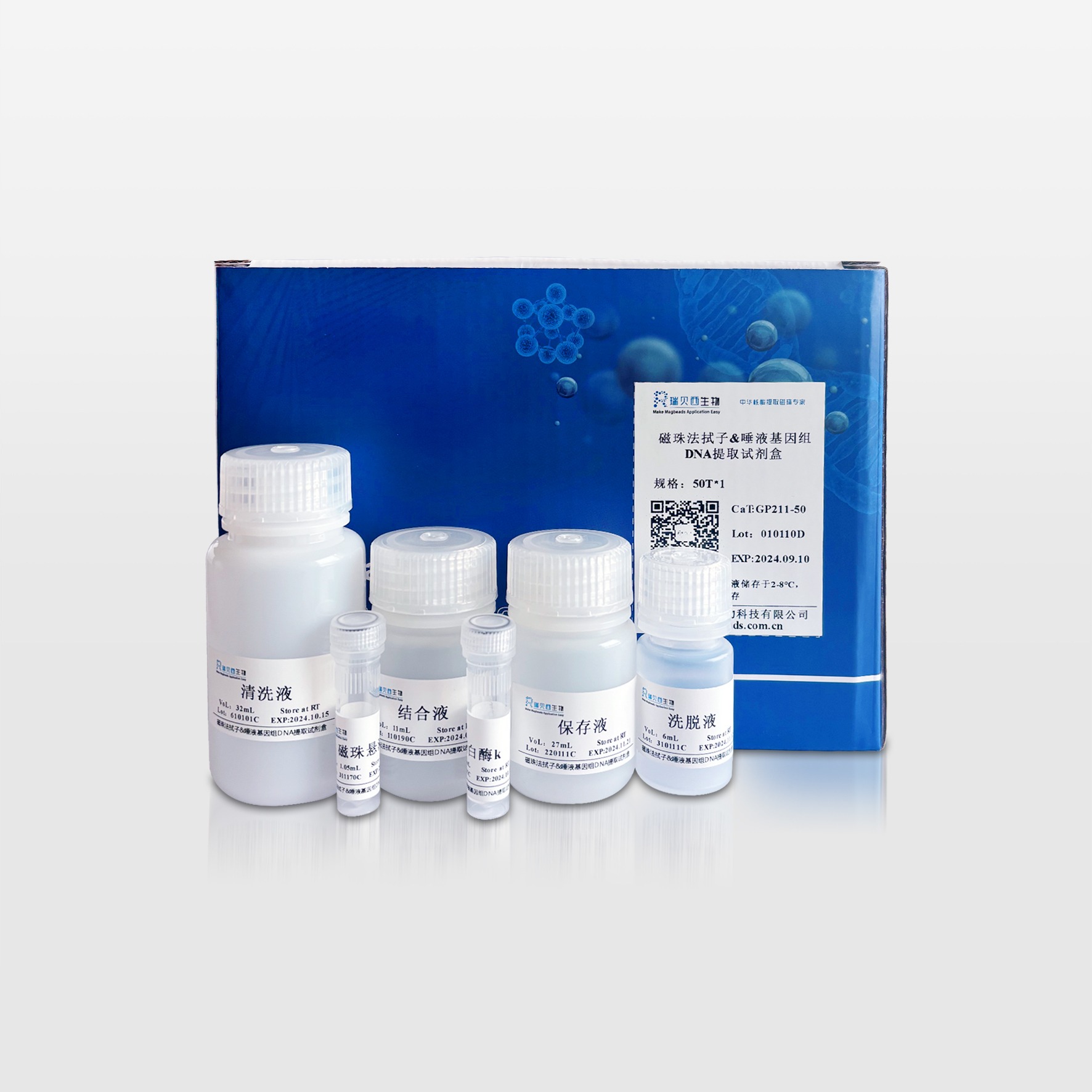 Manyetik Boncuk Kiti · Swab & Saliva Genomic DNA Extraction Kit — GP211 · Rebeads