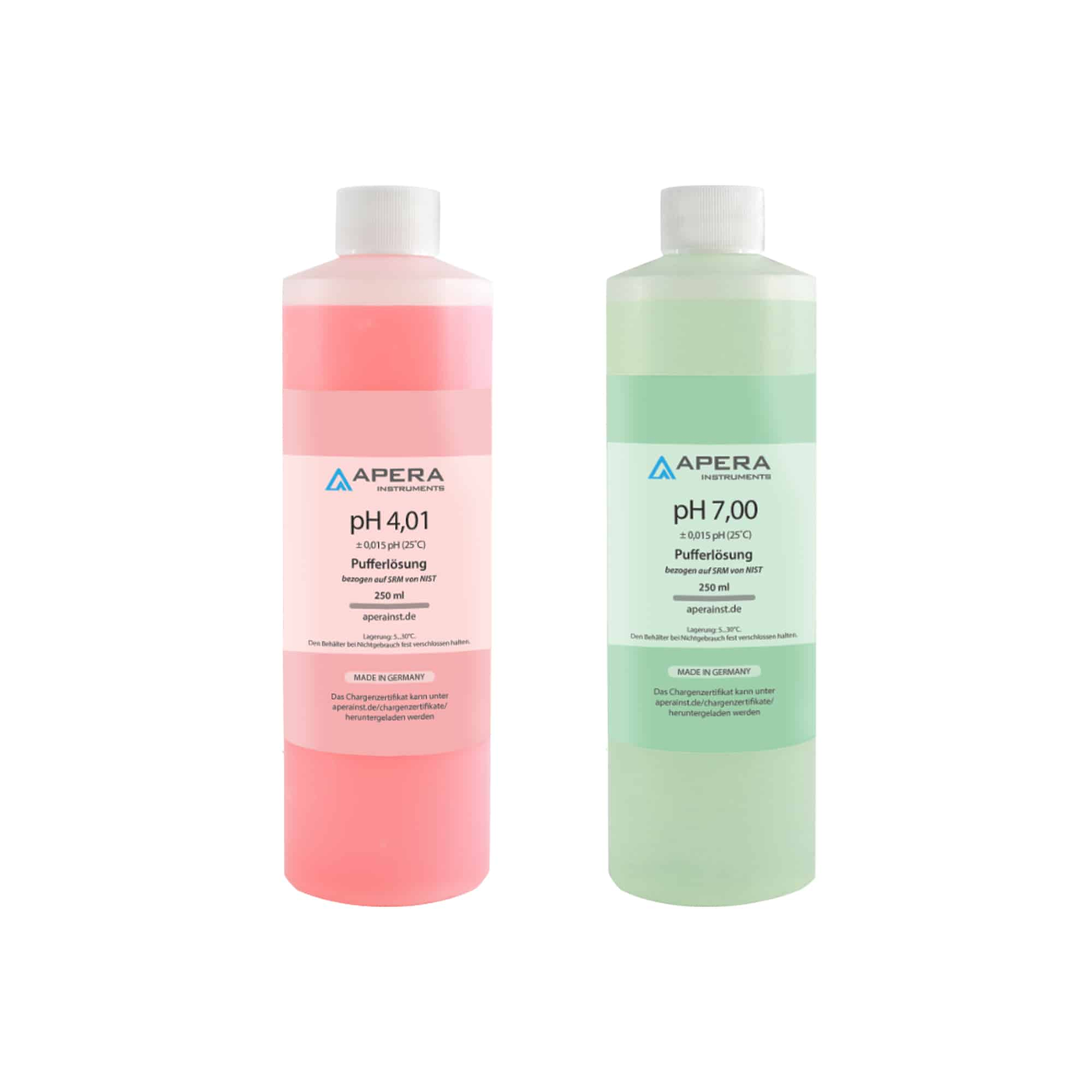 Aksesuar · PH 4.00/7.00 + EC 1413 µS/12,88 mS kalibrasyon çözelti kiti — Apera