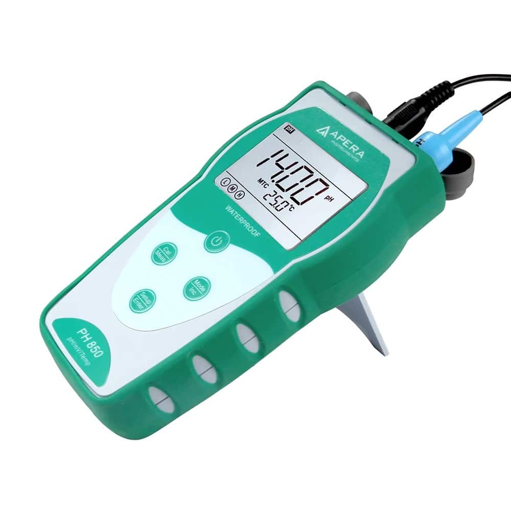 pH Metre · Taşınabilir — Apera PH850-SB, pH 14'e kadar güçlü alkali ve 100°C'ye kadar sıcak numuneler için, elektrot dahil