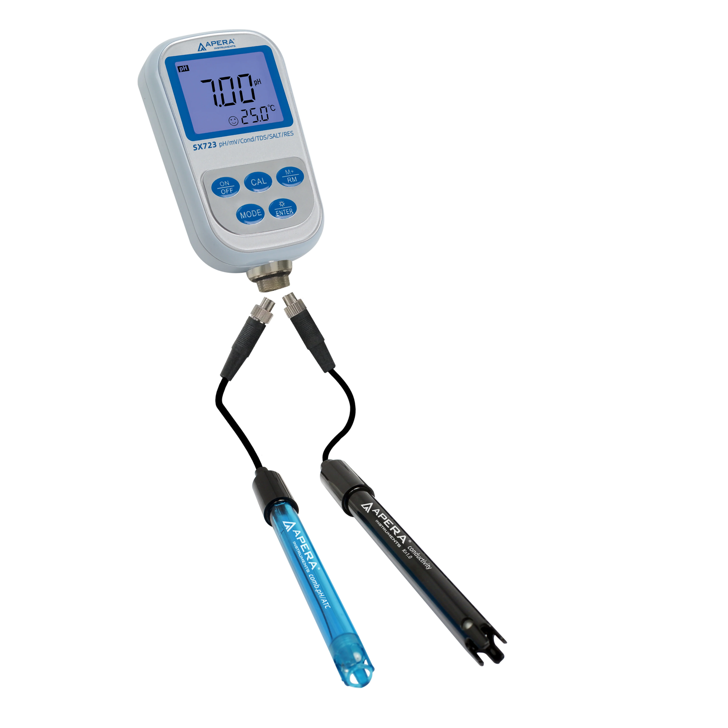 Taşınabilir Çok-Parametre Ölçer Kiti · pH / mV / İletkenlik / TDS / Tuzluluk / Direnç — SX723 · Apera