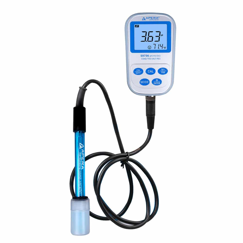 Portatif Çok-Parametre Kit · pH + iletkenlik + çözünmüş oksijen — Apera SX736
