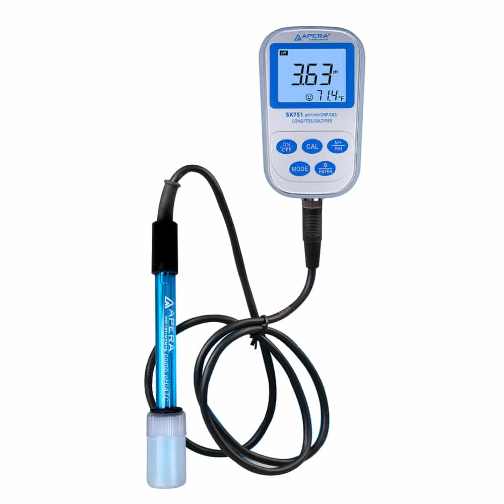 Portatif Çok-Parametre Kit · pH + ORP + iletkenlik + çözünmüş oksijen — Apera SX751