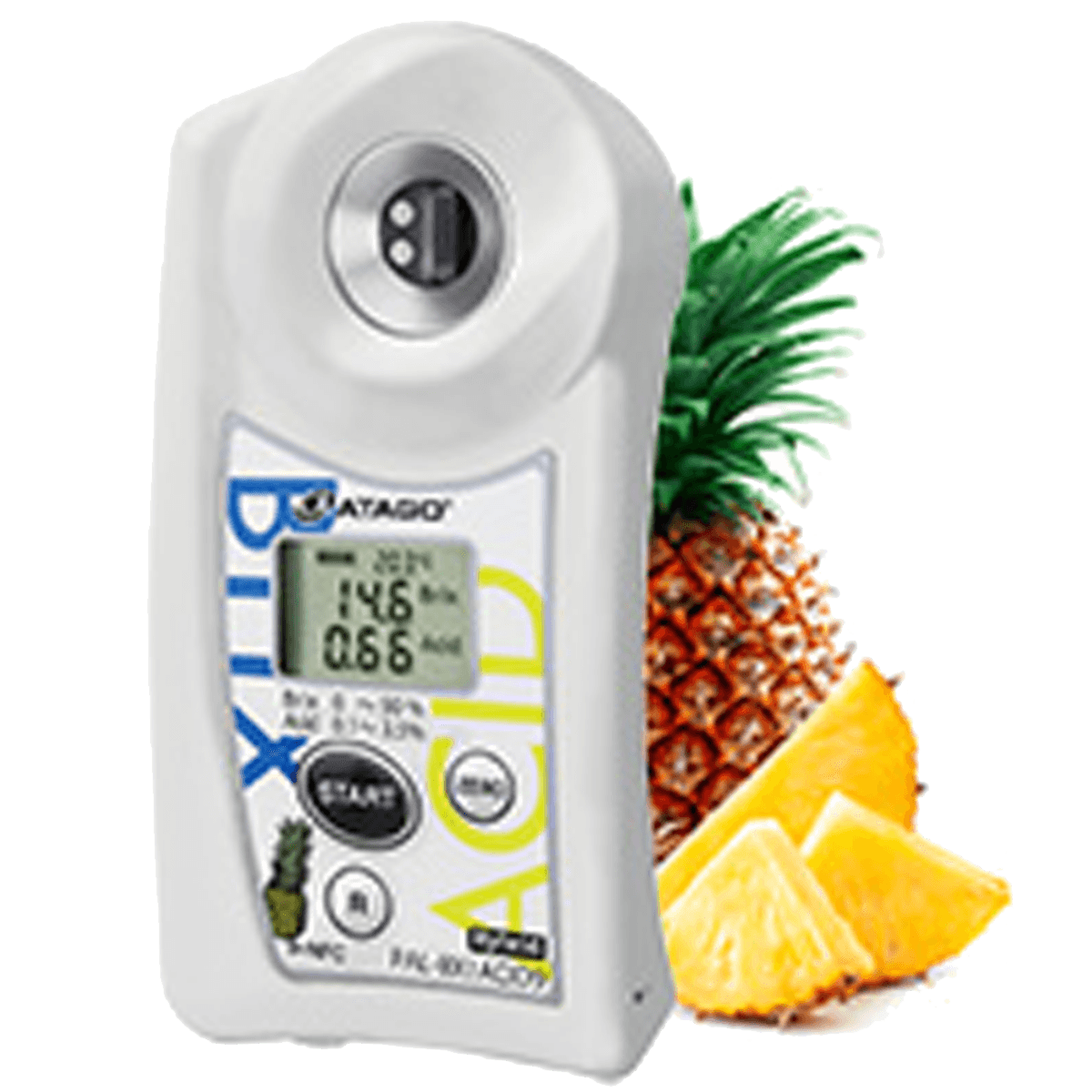 Cep Brix + Asit Ölçer · Ananas, şeker-asit oranı, Asit 0,10–3,50 % — 7109 · Atago