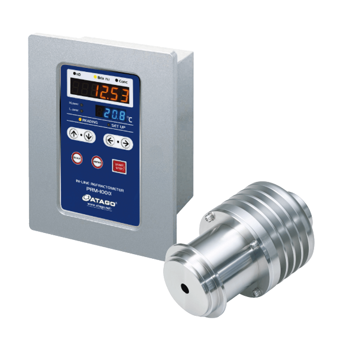 In-line Refraktometre · ATAGO PRM-100α DX — nD + Brix sürekli proses ölçümü