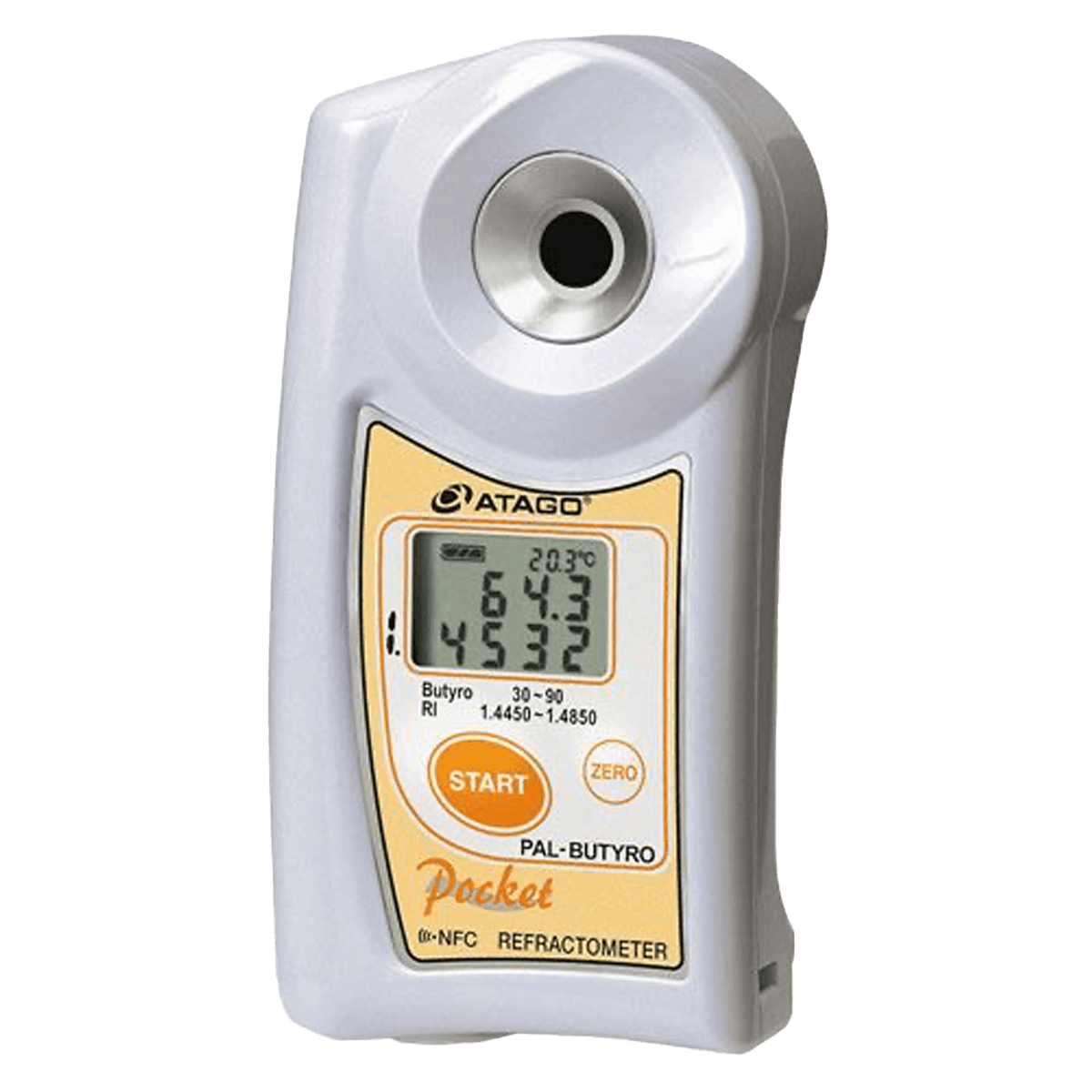 Dijital El Refraktometresi · Tereyağı/Yağ Saflık (Bütyro nD 1,4450-1,4850), 40°C referans — PAL-BUTYRO · Atago