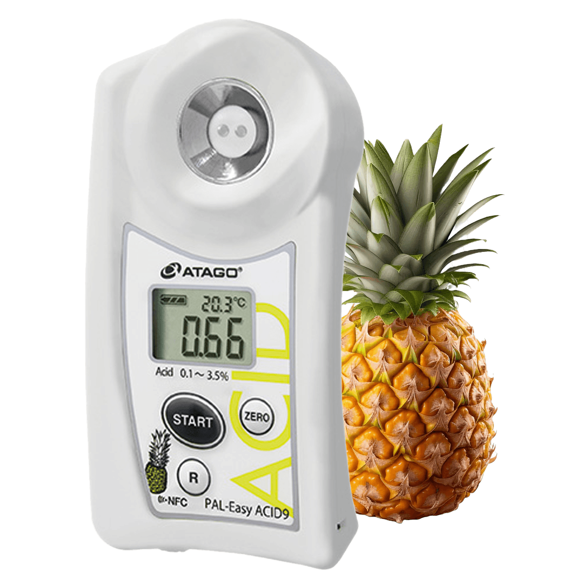 Cep Asit Ölçer · Ananas asitliği (sitrik asit eşdeğeri) 0,10–3,50 %, ±0,10 % — 7309 · Atago