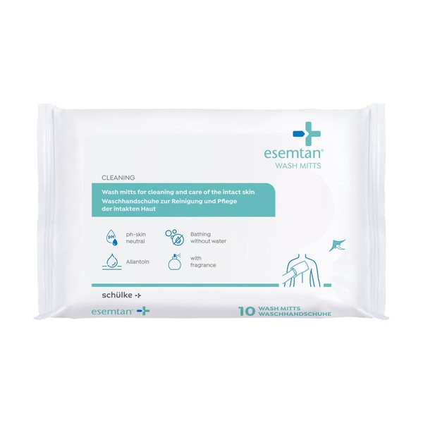 Schülke esemtan® wash mitts — durulama gerektirmeyen, kullanıma hazır ıslak yıkama eldiveni