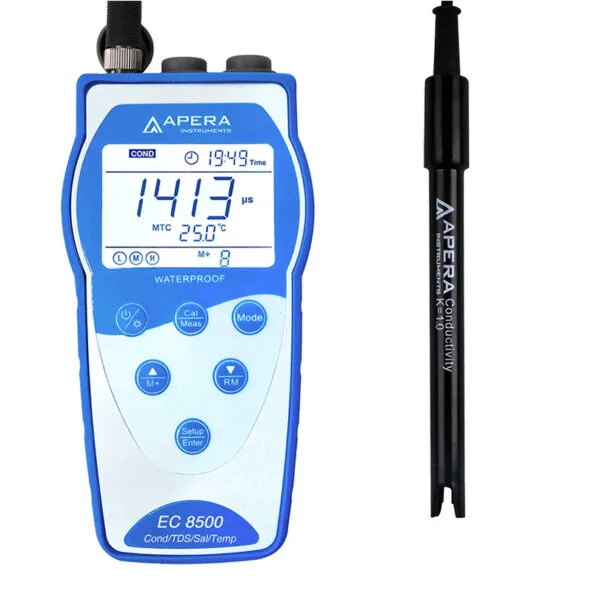 Datalogger Özellikli GLP Standartlarında Portatif İletkenlik / TDS / Tuzluluk Ölçer APERA EC8500