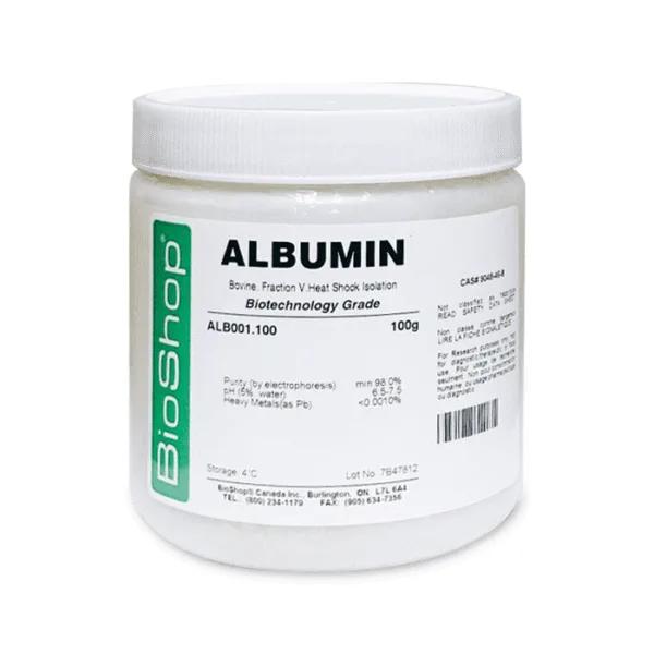 Albumin, Bovine Serum, Heat Shock Isolation, Fraction V. Min. 98%, 26G | BioShop ALB001